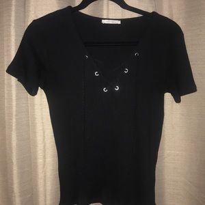 Black Lace Up Zara Top